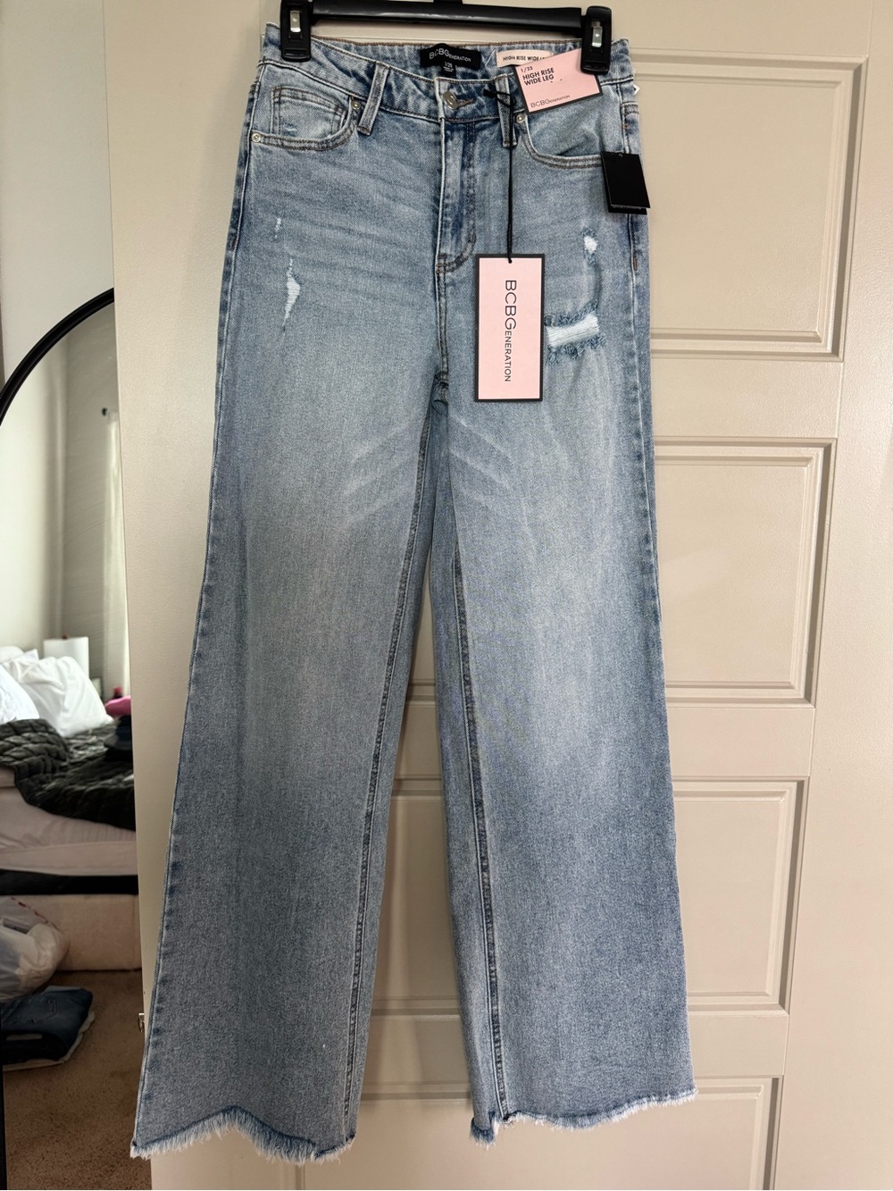 BCBG Light Wash Wide Leg Jeans